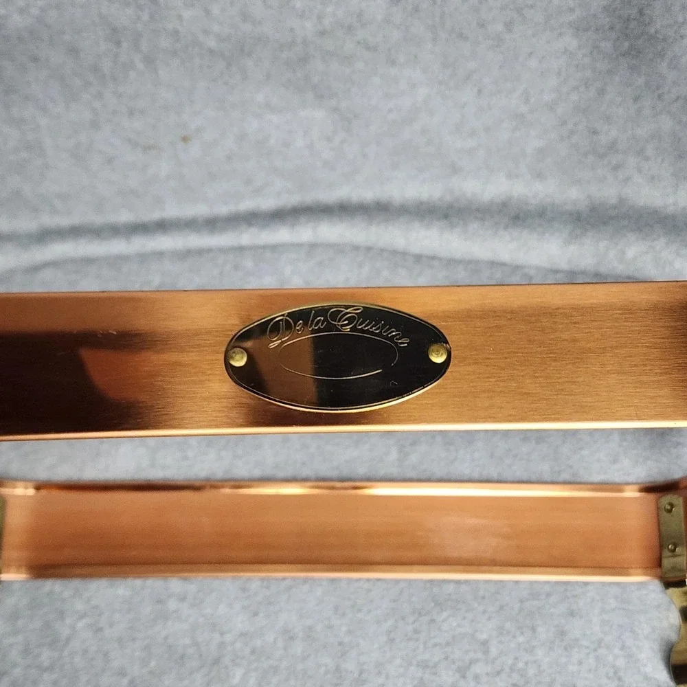 Vintage De La Cuisine Copper Brass Casserole Dish Stand Rectangula Buffet Server